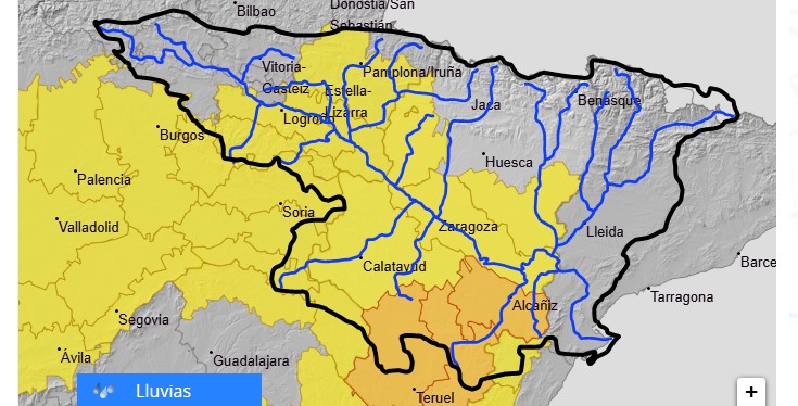 Como consecuencia de los avisos de la AEMet por lluvias intensas, se advierte de la posibilidad de crecidas súbitas en barrancos y cauces menores en Castilla y León, La Rioja, Navarra, Aragón, Castilla-La Mancha (Guadalajara) y Comunidad Valenciana (Castellón) Como consecuencia de los avisos de la AEMet por lluvias intensas, se advierte de la posibilidad de crecidas súbitas en barrancos y cauces menores en Castilla y León, La Rioja, Navarra, Aragón, Castilla-La Mancha (Guadalajara) y Comunidad Valenciana (Castellón)